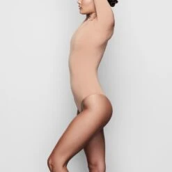 ESSENTIAL MOCK NECK LONG SLEEVE BODYSUIT | TIGERS EYE -Deals Easy Allure Wardrobe Store HS BSB 0086 R TGE SD