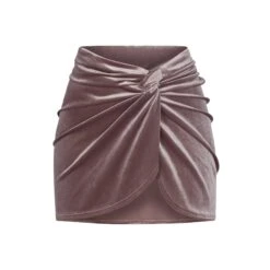 VELVET SARONG MINI SKIRT | UMBER