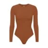 FITS EVERYBODY LONG SLEEVE CREW NECK BODYSUIT | BRONZE