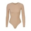 FITS EVERYBODY LONG SLEEVE CREW NECK BODYSUIT | CLAY