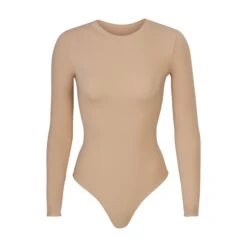 FITS EVERYBODY LONG SLEEVE CREW NECK BODYSUIT | CLAY