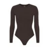 FITS EVERYBODY LONG SLEEVE CREW NECK BODYSUIT | ESPRESSO