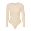 FITS EVERYBODY LONG SLEEVE CREW NECK BODYSUIT | SAND