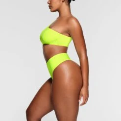 FITS EVERYBODY ONE SHOULDER CUT OUT BODYSUIT | GREEN HIGHLIGHTER -Deals Easy Allure Wardrobe Store SKIMS BODYSUIT BD THG 3042 NA GRH 011