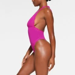 SUMMER MESH LACE DEEP PLUNGE THONG BODYSUIT | FUCHSIA -Deals Easy Allure Wardrobe Store SKIMS BODYSUIT BD THG 3444 PB FSA 0010 SD