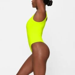 ESSENTIAL ONE SHOULDER BODYSUIT | HIGHLIGHTER -Deals Easy Allure Wardrobe Store SKIMS BODYSUIT BD THG 3703 GB GRH 0011 SD