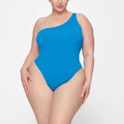 ESSENTIAL ONE SHOULDER BODYSUIT | MYKONOS -Deals Easy Allure Wardrobe Store SKIMS BODYSUIT BD THG 3703 GC MYK 0003 FR