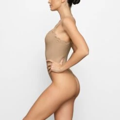 FITS EVERYBODY CORDED LACE CAMI BODYSUIT | CLAY -Deals Easy Allure Wardrobe Store SKIMS BODYSUIT BD THG 4127 FD CLY 0009 SD