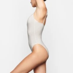 COTTON LOGO BODYSUIT | MARBLE -Deals Easy Allure Wardrobe Store SKIMS BODYSUIT BS BDY 2005 TC MBL 0015 SD