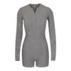 SOFT LOUNGE BUTTON UP HENLEY ONESIE | HEATHER GREY