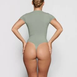 COTTON JERSEY T-SHIRT BODYSUIT | MINERAL -Deals Easy Allure Wardrobe Store SKIMS BODYSUIT BS TSH 0275 AU MIN BK