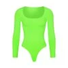 ESSENTIAL LONG SLEEVE SCOOP NECK BODYSUIT | NEON GREEN