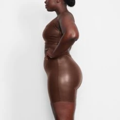 FAUX LEATHER BIKER SHORT | COCOA -Deals Easy Allure Wardrobe Store SKIMS LOUNGEWEAR AP BKE 1030 LD COA SD