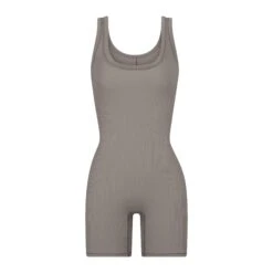 COTTON RIB ONESIE | SMOKE