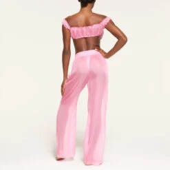 SKIMS ROMANCE CHIFFON SMOCKED PANT | BUBBLE GUM -Deals Easy Allure Wardrobe Store SKIMS LOUNGEWEAR AP BTM 1442 QB BBG 0015