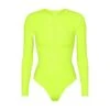 FITS EVERYBODY LONG SLEEVE CREW NECK BODYSUIT | GREEN HIGHLIGHTER
