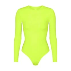 FITS EVERYBODY LONG SLEEVE CREW NECK BODYSUIT | GREEN HIGHLIGHTER