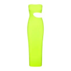 FITS EVERYBODY CUT OUT LONG DRESS | GREEN HIGHLIGHTER