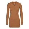 SLEEP HENLEY DRESS | CAMEL