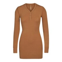 SLEEP HENLEY DRESS | CAMEL