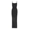 SOFT LOUNGE SHIMMER LONG SLIP DRESS | ONYX