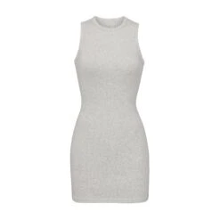 COTTON RIB TANK DRESS | LIGHT HEATHER GREY