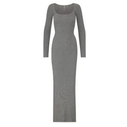 SOFT LOUNGE LONG SLEEVE DRESS | HEATHER GREY