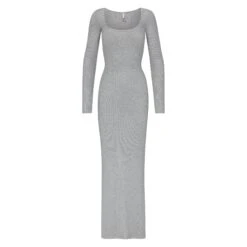 SOFT LOUNGE SHIMMER LONG SLEEVE DRESS | HEATHER GREY