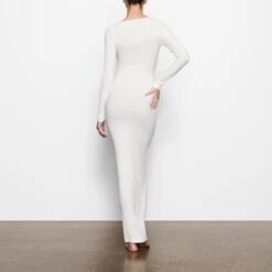 SOFT LOUNGE LONG SLEEVE DRESS | MARBLE -Deals Easy Allure Wardrobe Store SKIMS LOUNGEWEAR AP DRS 1701 OC MBL BK