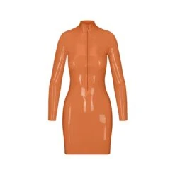LATEX LONG SLEEVE DRESS | BRONZE