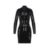 LATEX LONG SLEEVE DRESS | ONYX