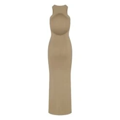 SMOOTH LOUNGE OPEN RACERBACK DRESS | KHAKI -Deals Easy Allure Wardrobe Store SKIMS LOUNGEWEAR AP DRS 2040 KHK B