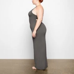 SMOOTH LOUNGE LOW BACK CAMI DRESS | GUNMETAL -Deals Easy Allure Wardrobe Store SKIMS LOUNGEWEAR AP DRS 2041 TB GUN 0006 SD