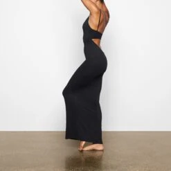 SMOOTH LOUNGE LOW BACK CAMI DRESS | ONYX -Deals Easy Allure Wardrobe Store SKIMS LOUNGEWEAR AP DRS 2041 TD ONX 0010 SD