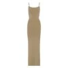 SMOOTH LOUNGE LOW BACK KEYHOLE DRESS | KHAKI
