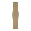 SMOOTH LOUNGE CREW NECK SLEEVELESS DRESS | KHAKI