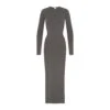 SMOOTH LOUNGE LONG SLEEVE OPEN BACK DRESS | GUNMETAL