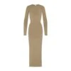 SMOOTH LOUNGE LONG SLEEVE OPEN BACK DRESS | KHAKI