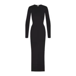 SMOOTH LOUNGE LONG SLEEVE OPEN BACK DRESS | ONYX