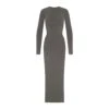 SMOOTH LOUNGE CREW NECK LONG SLEEVE DRESS | GUNMETAL