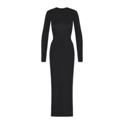 SMOOTH LOUNGE CREW NECK LONG SLEEVE DRESS | ONYX