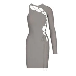 LACE UP MINI DRESS | CHROME