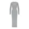 SOFT LOUNGE SHIMMER CREW NECK LONG DRESS | HEATHER GREY
