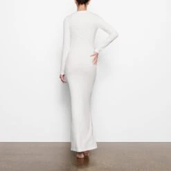 SOFT LOUNGE CREW NECK LONG DRESS | MARBLE -Deals Easy Allure Wardrobe Store SKIMS LOUNGEWEAR AP DRS 2118 OC MBL BK