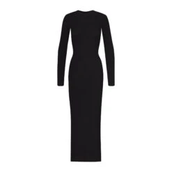 SOFT LOUNGE CREW NECK LONG DRESS | ONYX