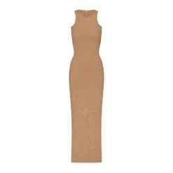 SOFT LOUNGE SHIMMER RACERBACK DRESS | CAMEL