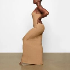 SOFT LOUNGE SHIMMER RACERBACK DRESS | CAMEL -Deals Easy Allure Wardrobe Store SKIMS LOUNGEWEAR AP DRS 2119 XC CMF 0007 SD