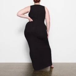 SOFT LOUNGE SLEEVELESS LONG DRESS | ONYX -Deals Easy Allure Wardrobe Store SKIMS LOUNGEWEAR AP DRS 2120 OD ONX BK