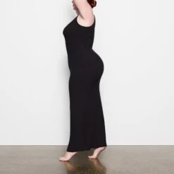 SOFT LOUNGE SLEEVELESS LONG DRESS | ONYX -Deals Easy Allure Wardrobe Store SKIMS LOUNGEWEAR AP DRS 2120 OD ONX SD