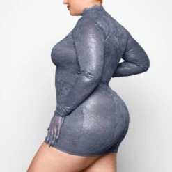 SKIMS LACE TURTLENECK DRESS | THUNDER -Deals Easy Allure Wardrobe Store SKIMS LOUNGEWEAR AP DRS 2144 ZB THG 0012